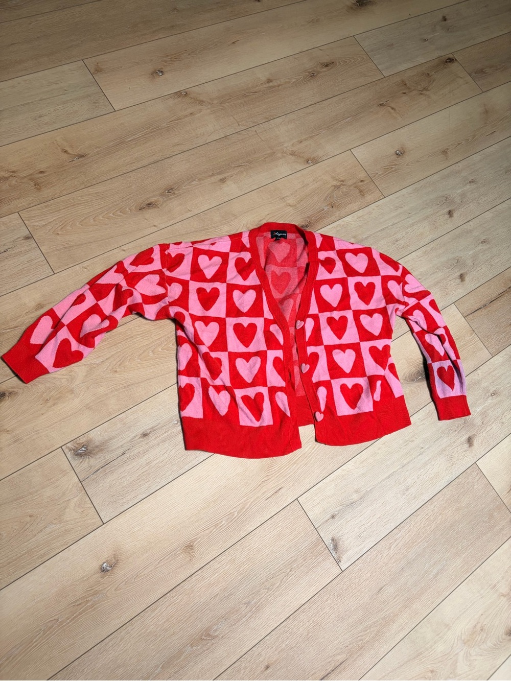 Women’s Red & Pink Heart Cardigan Jacket